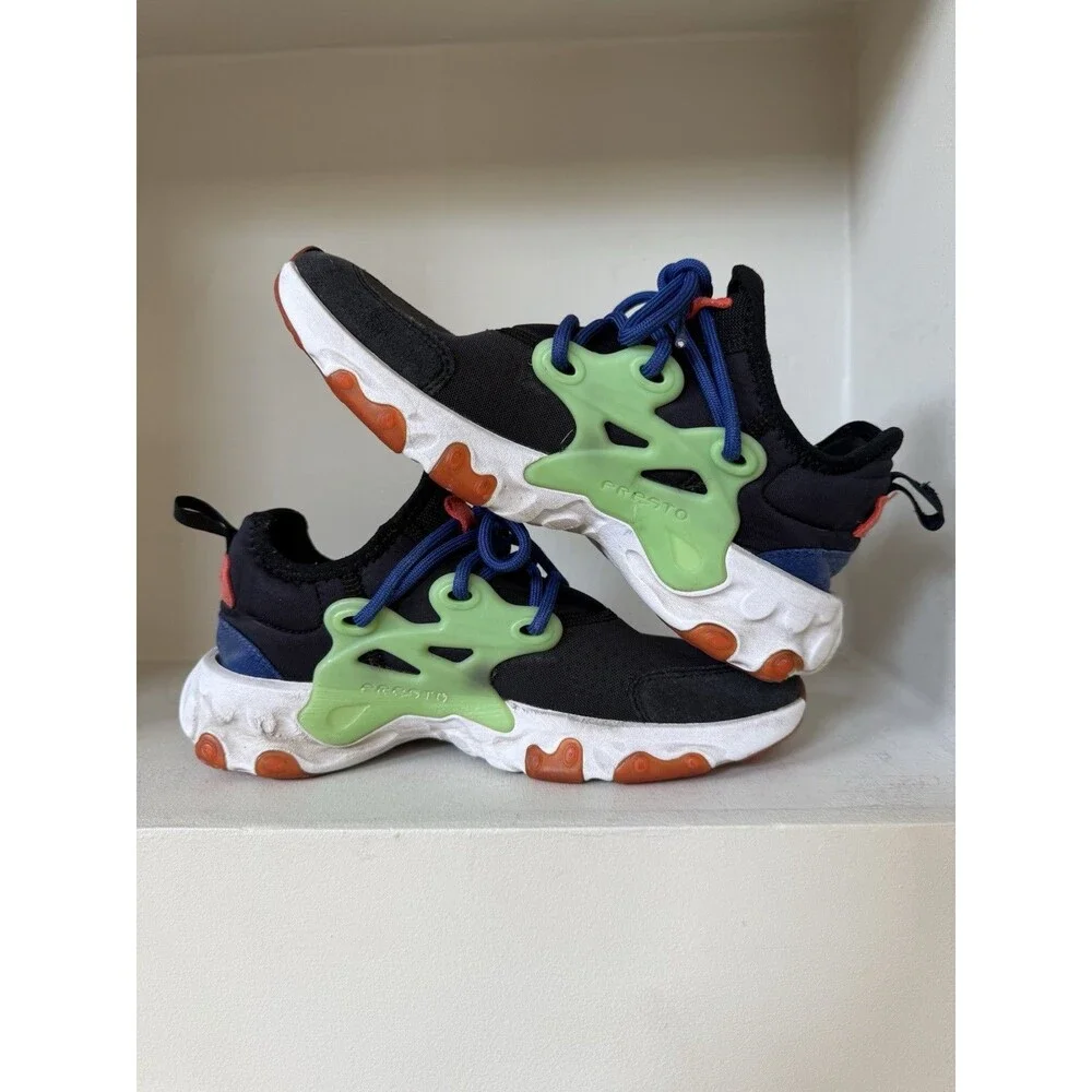 Nike React Presto GS Size 5Y Black Green Nebula Shoes BQ4002-006